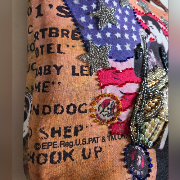 Ashley M ELVIS Presley purse handbag tote style bag double strap Beaded The King - Picture 5 of 11